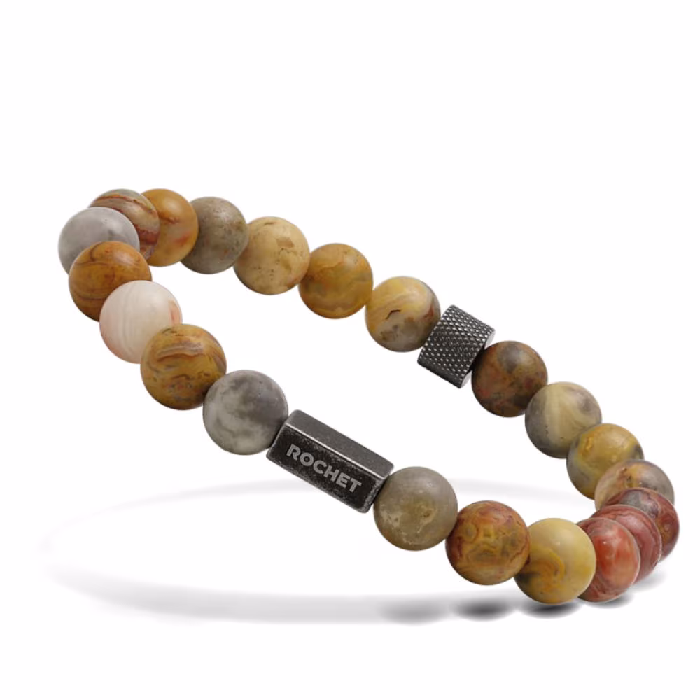 Bracelet Rochet Zen, agate crazy 8mm et acier – Image 5