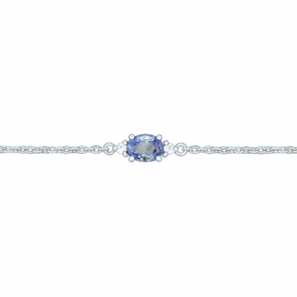 Bracelet Joséphine Saphir de Ceylan Diamants Or Blanc