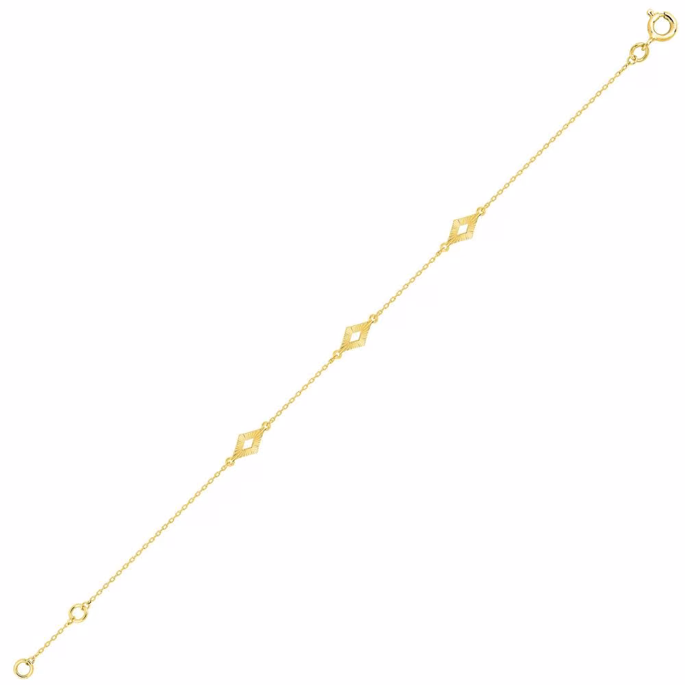 Bracelet losanges or jaune 375, finition soleillée – Image 3