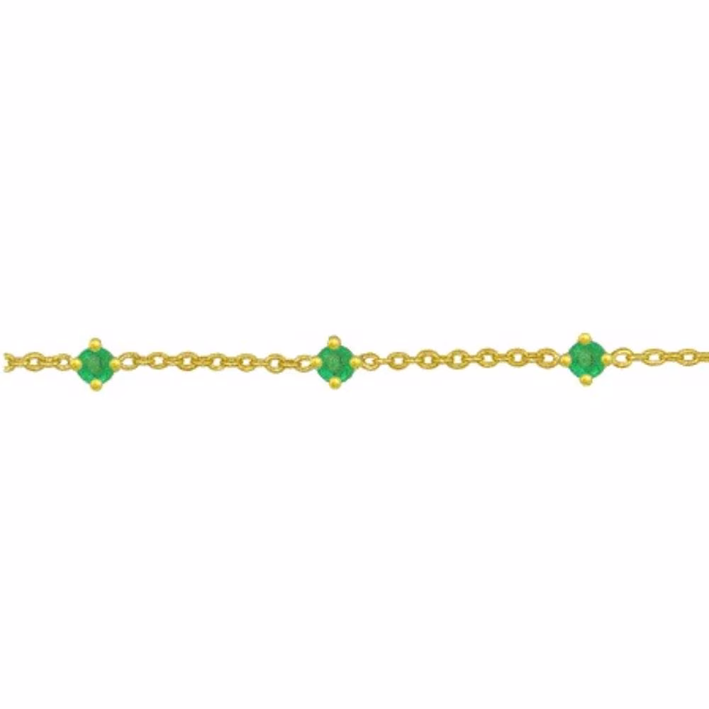 Bracelet Chaine Emeraude Or Jaune Pépite