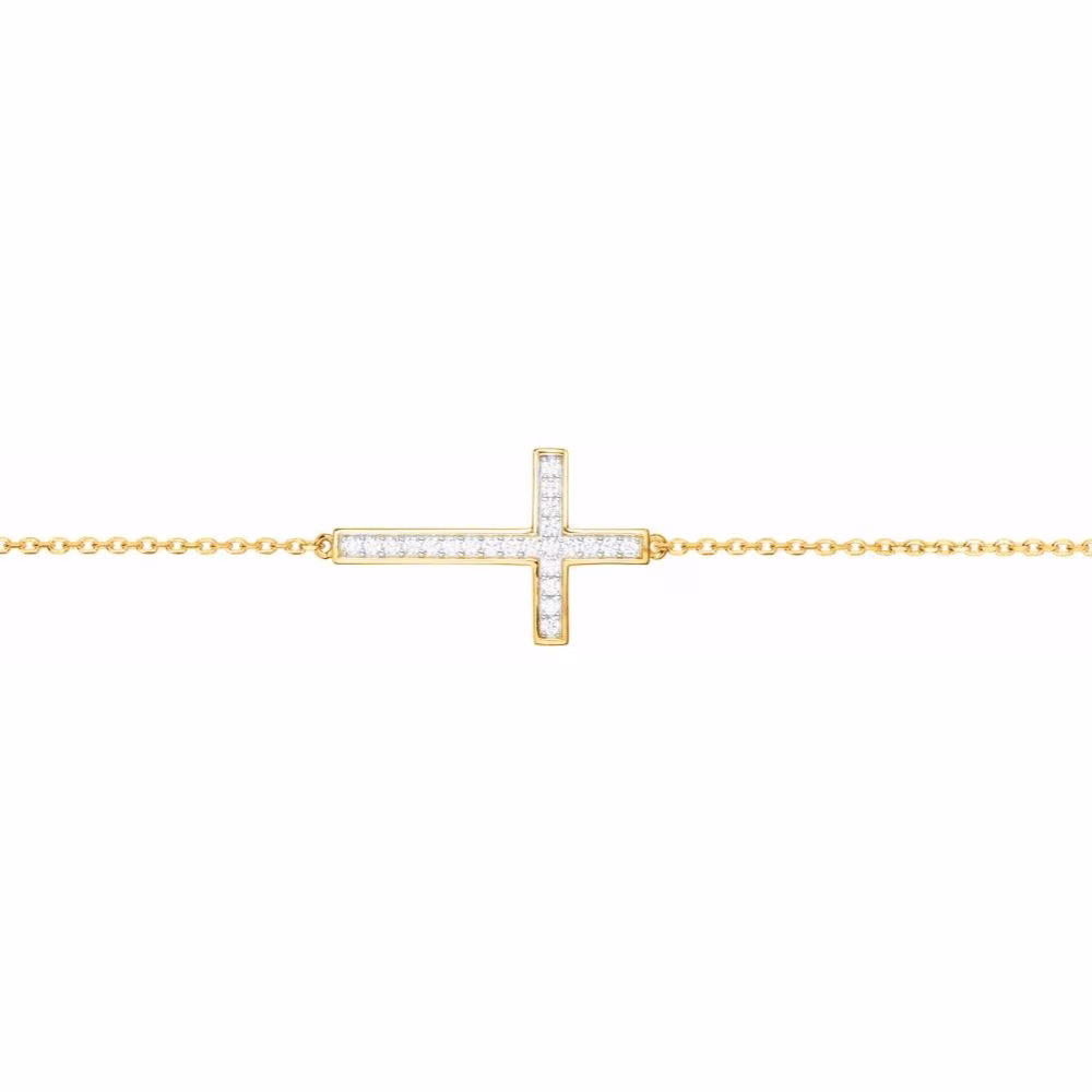 Bracelet Croix Oxydes et Plaqué Or Jaune – Image 2