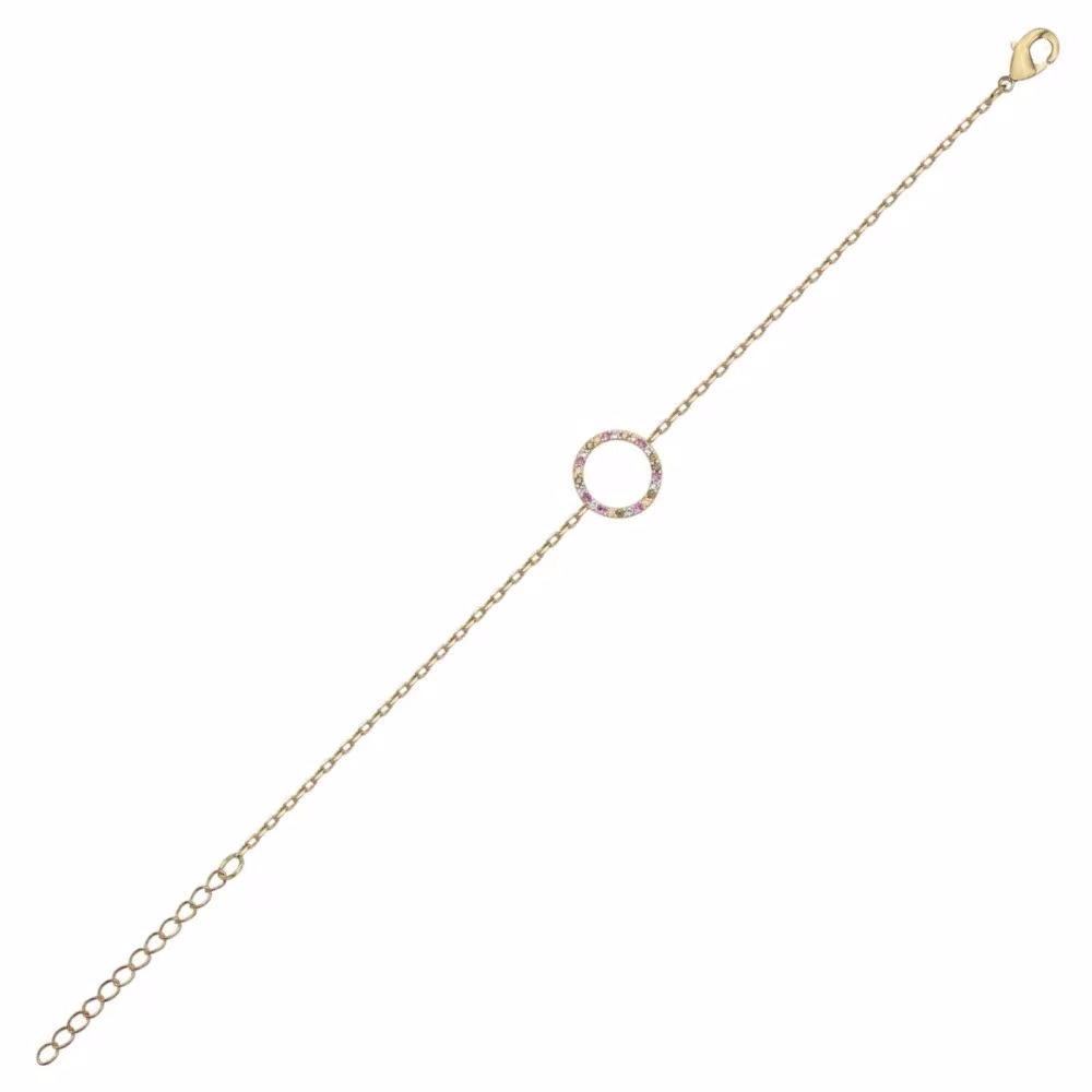 Bracelet Cercle Ajouré et Oxydes Colorés Plaqué Or – Image 2