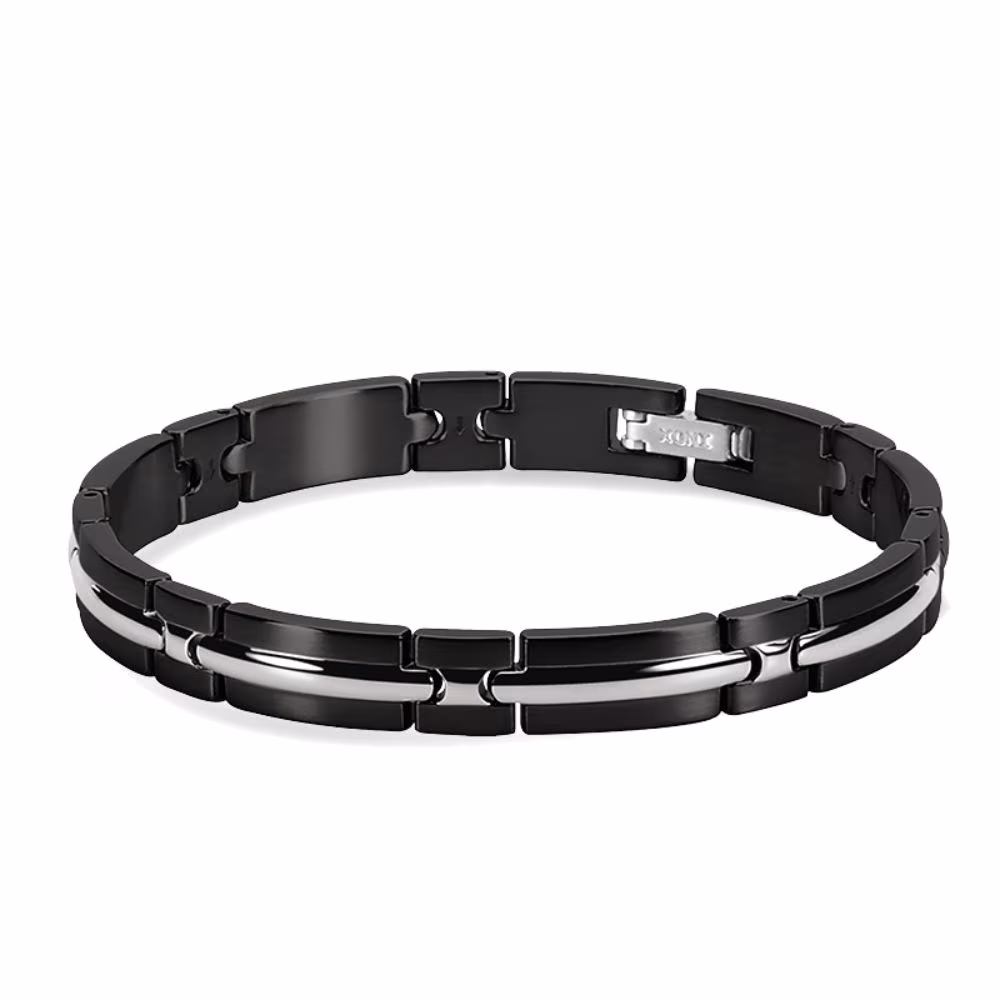 Bracelet Rochet Trinidad, acier bicolore noir, 8mm