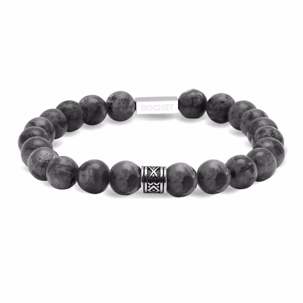 Bracelet Rochet Zen, perles labradorite 8mm et acier