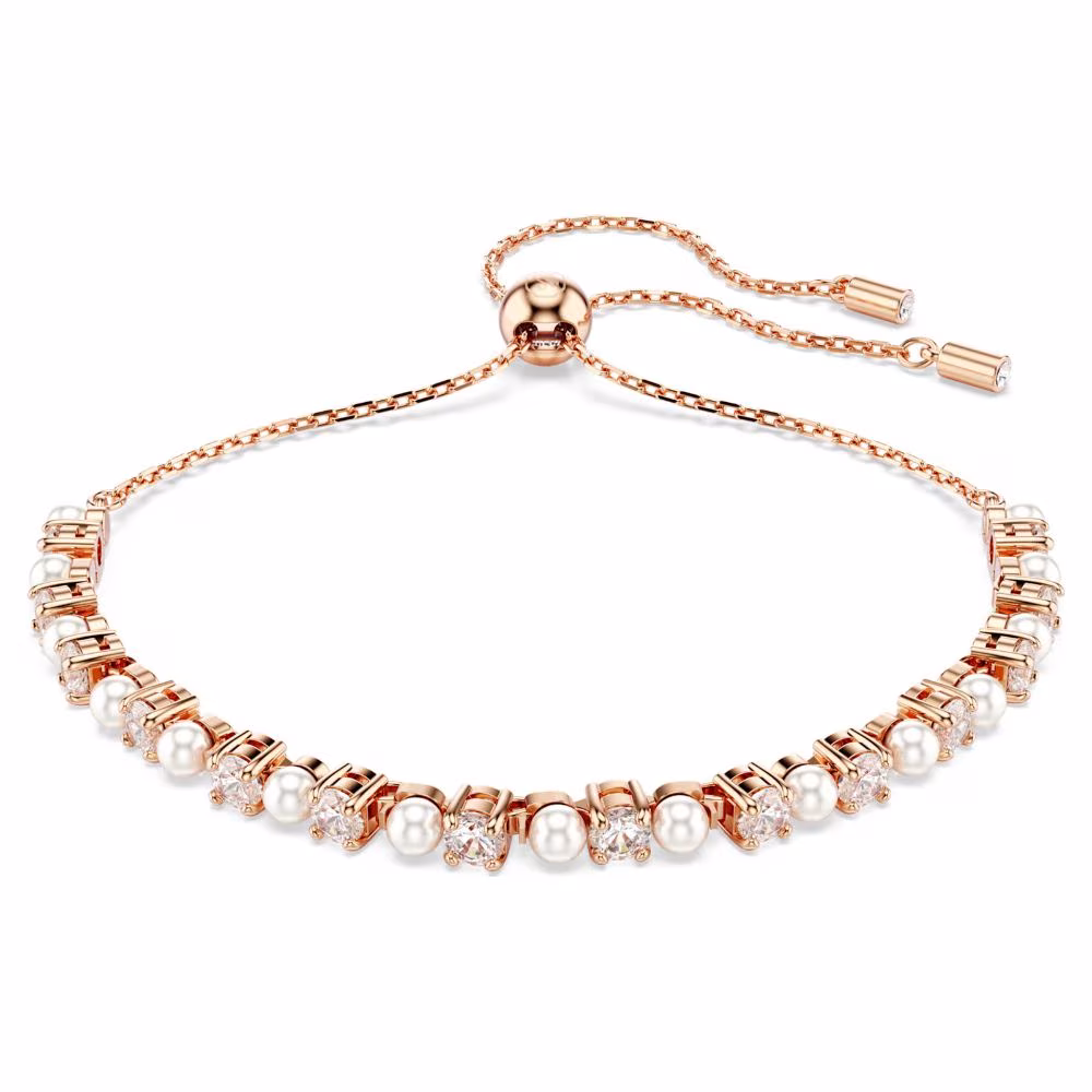 Bracelet Swarovski tennis, perles, rosé, blancal 5729506
