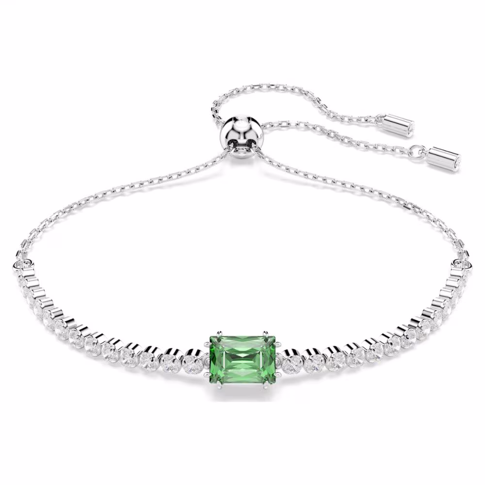 Bracelet Swarovski Tennis Matrix, rhodié, vert