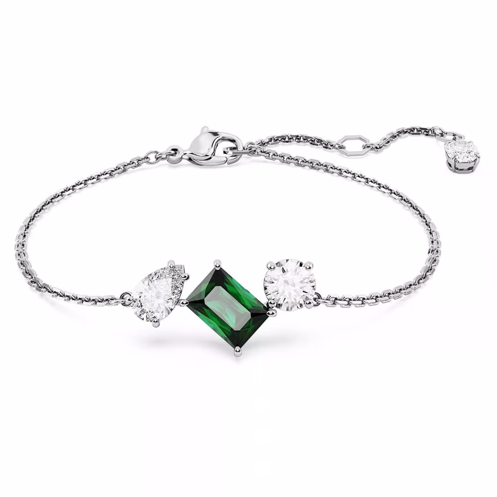Bracelet Swarovski Mesmera, rhodié, vert & blanc