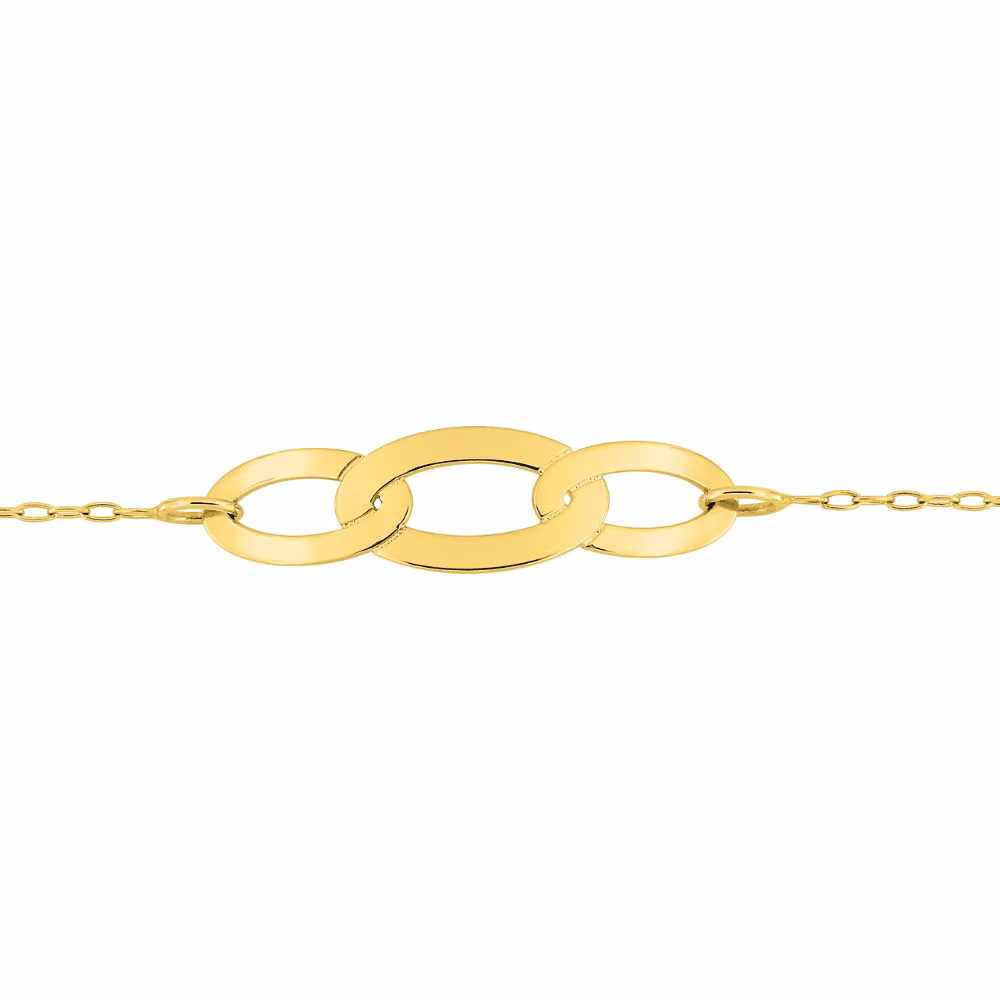 Bracelet 3 Maillons Maille Fine Or Jaune
