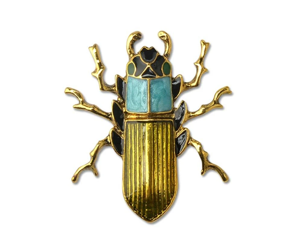 Broche Scarabée Doré & Bleu – Image 2