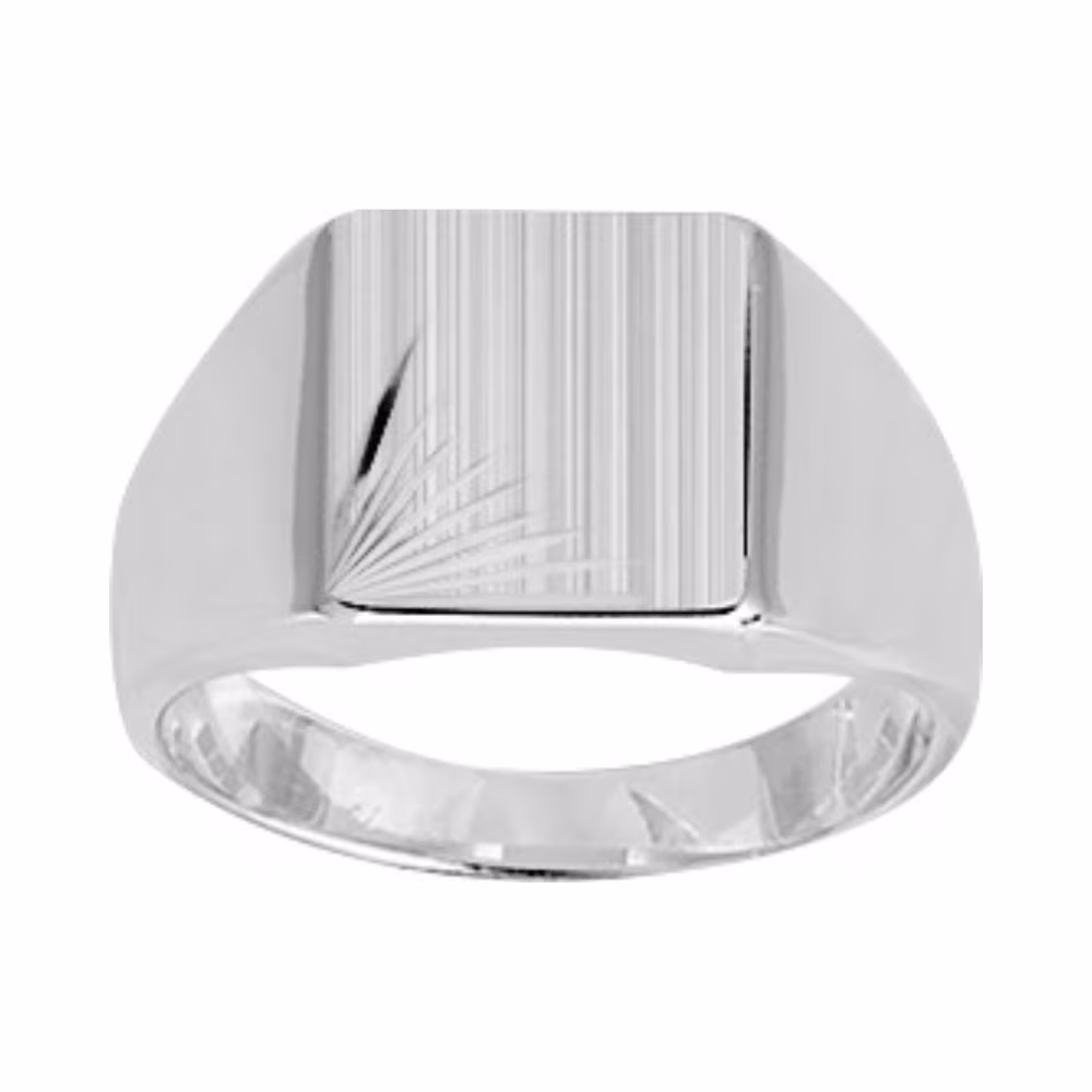 Chevalière Argent 925 Rectangulaire 12x13mm Soleillé