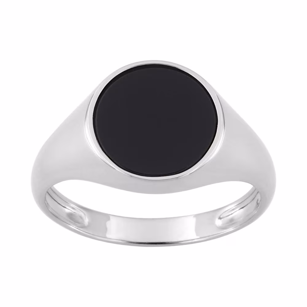 Chevalière Onyx Argent 925 Ronde 11mm
