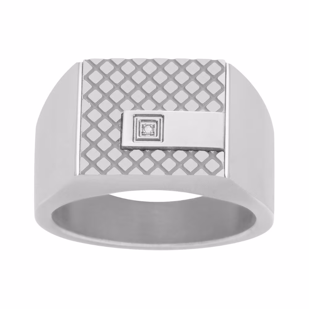 Chevalière Phebus Balthazar Acier & Diamant