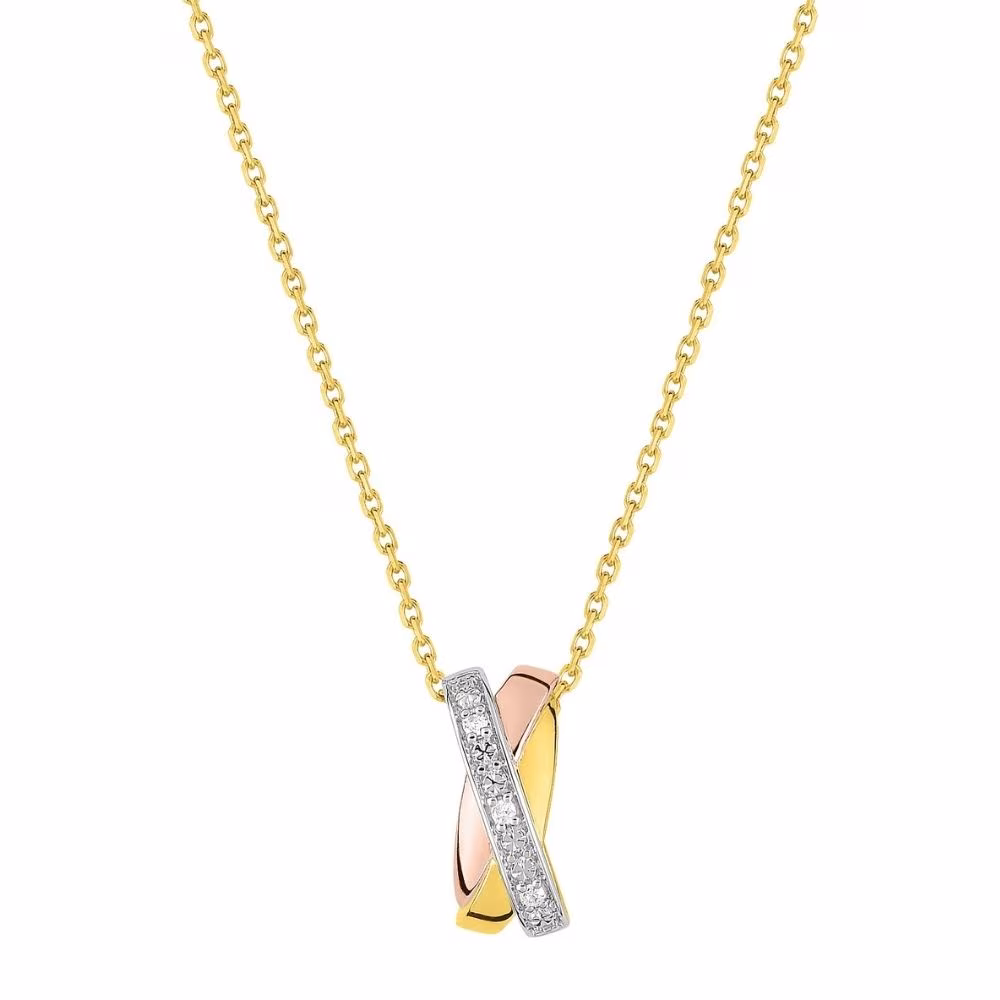 Collier 3 ors entrelacés et diamants – Image 2
