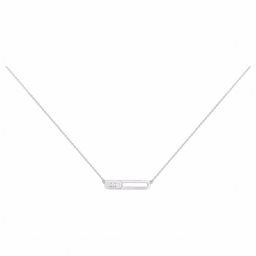 Collier Argent Barrette Horizontale et Oxyde