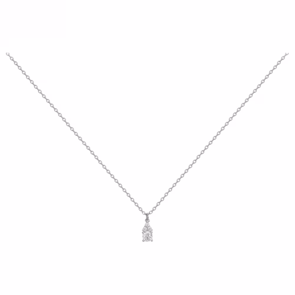 Collier Argent et Motif Pendant Pierres Blanches