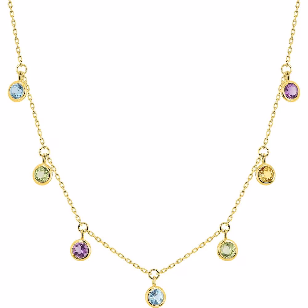 Collier Arlequin Pampilles Pierres Fines Or Jaune