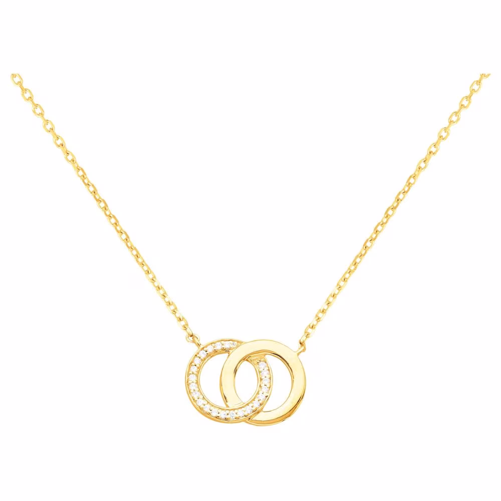 Collier Anneaux Entrelacés & Oxydes Plaqué Or Jaune