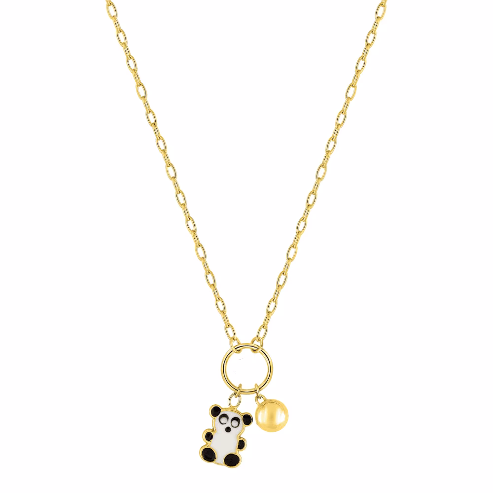 Collier Or Jaune Panda et Boule