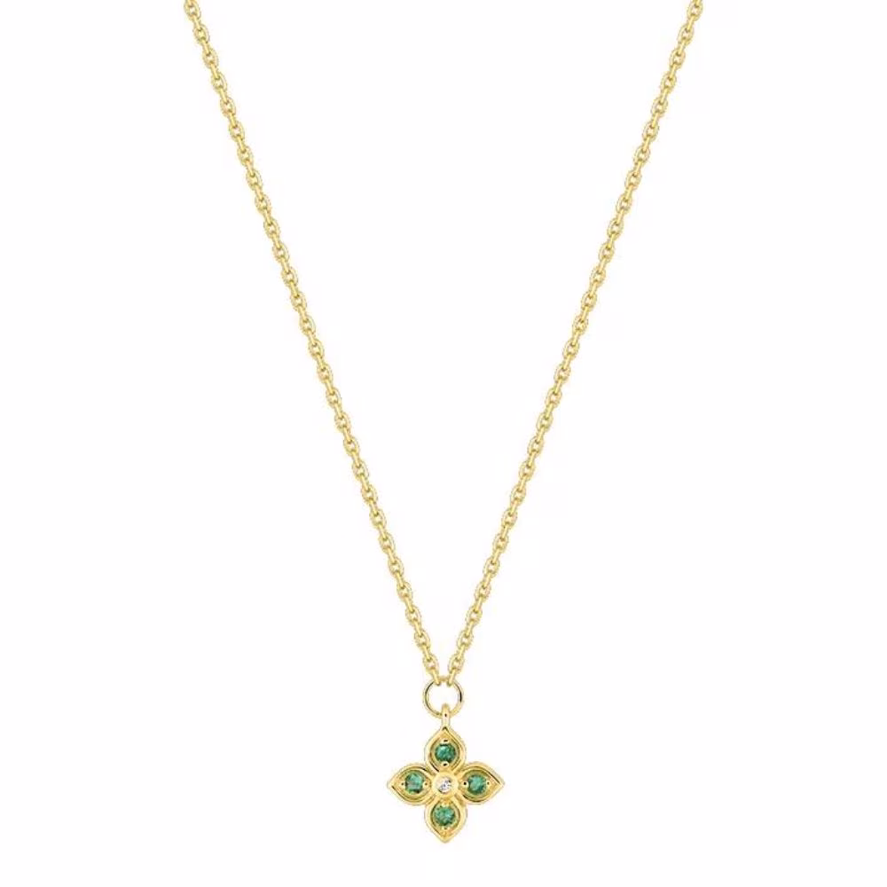Collier Livia 4 Emeraudes et Diamant Or Jaune