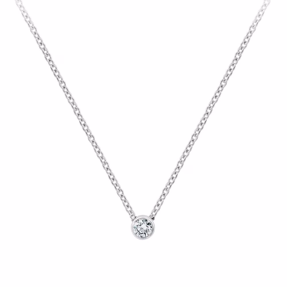 Collier Garel Only Diamond 0.20ct, or blanc