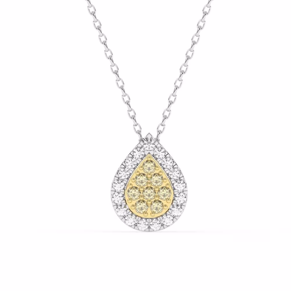 Collier Pendentif Diamants Jaunes et Blancs Amandine Or Blanc – Image 2
