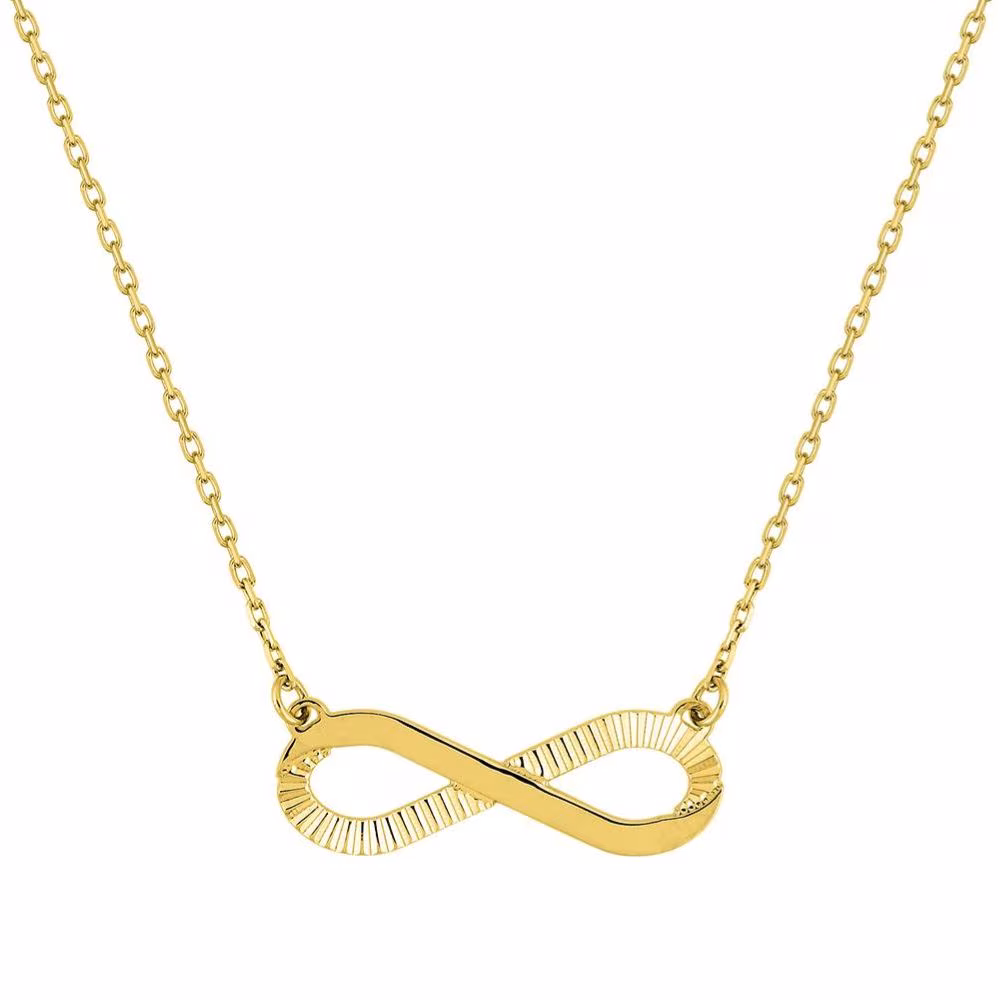 Collier motif infini horizontale, or jaune 9kt