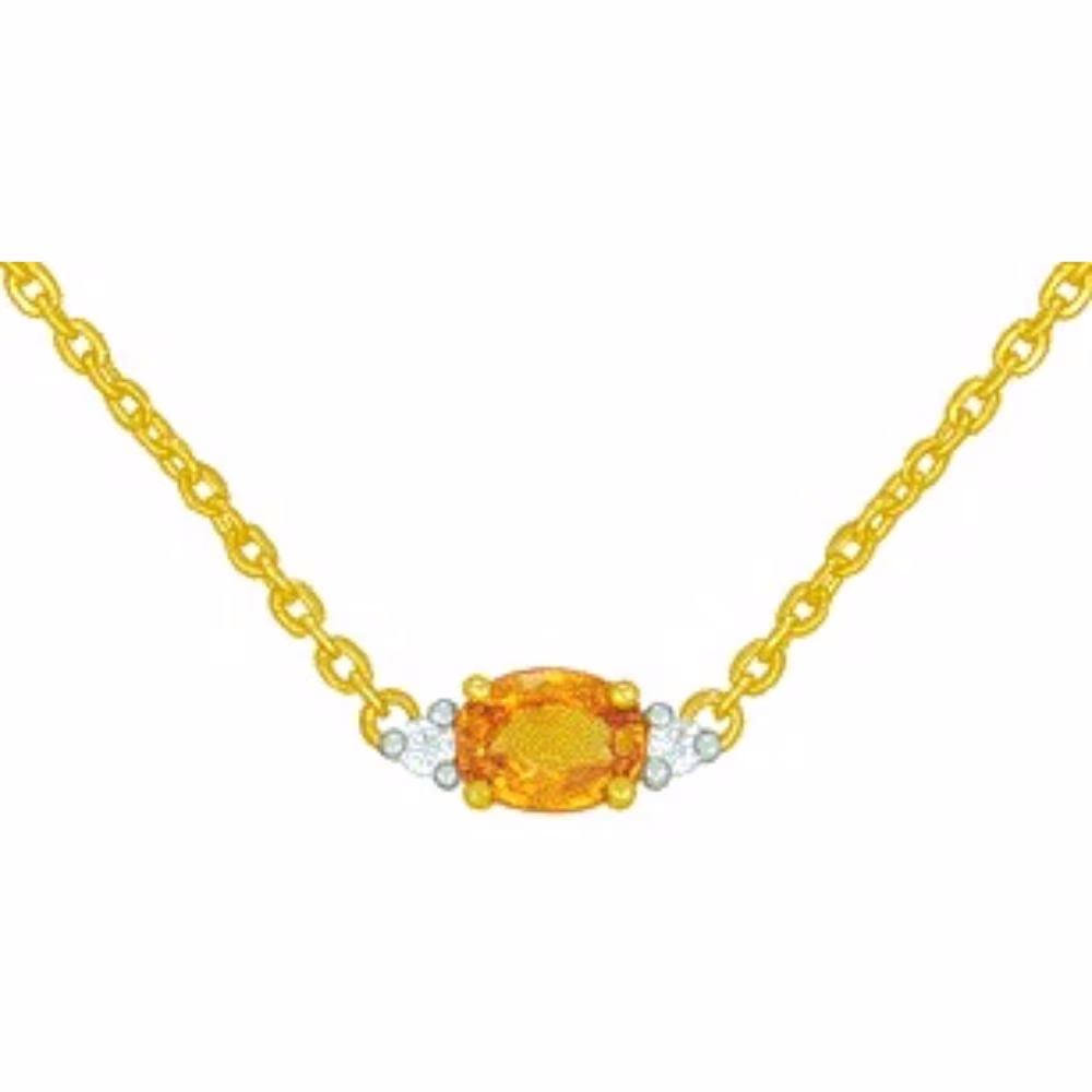 Collier Saphir Orange Diamants Joséphine Or Jaune