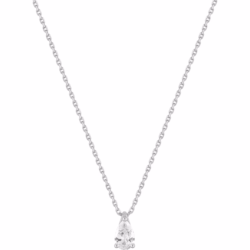 Collier Diamant Poire 0.35ct Or Blanc