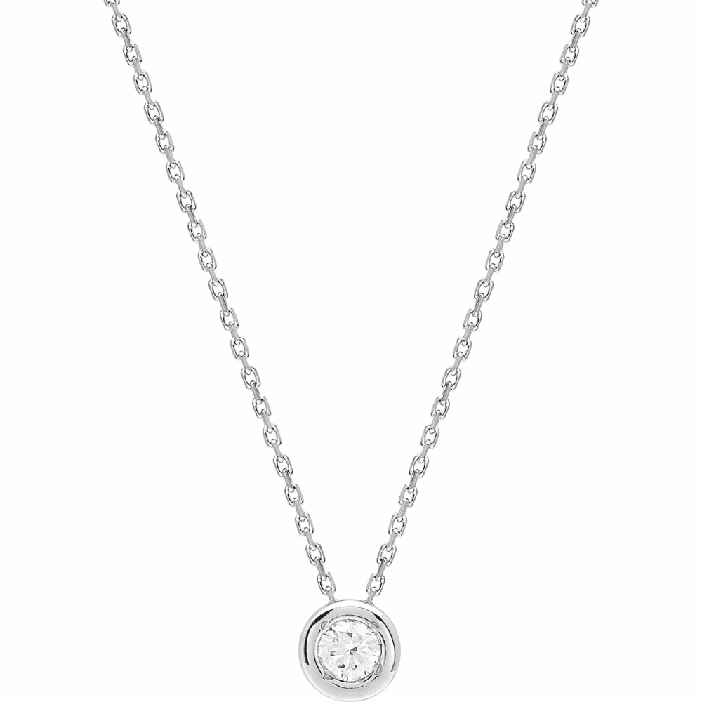 Collier diamant serti clos 0.14ct Léa, or blanc