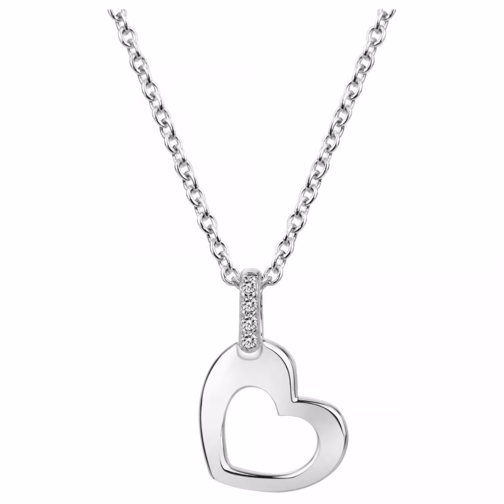 Collier Argent Pendentif Coeur & Oxydes