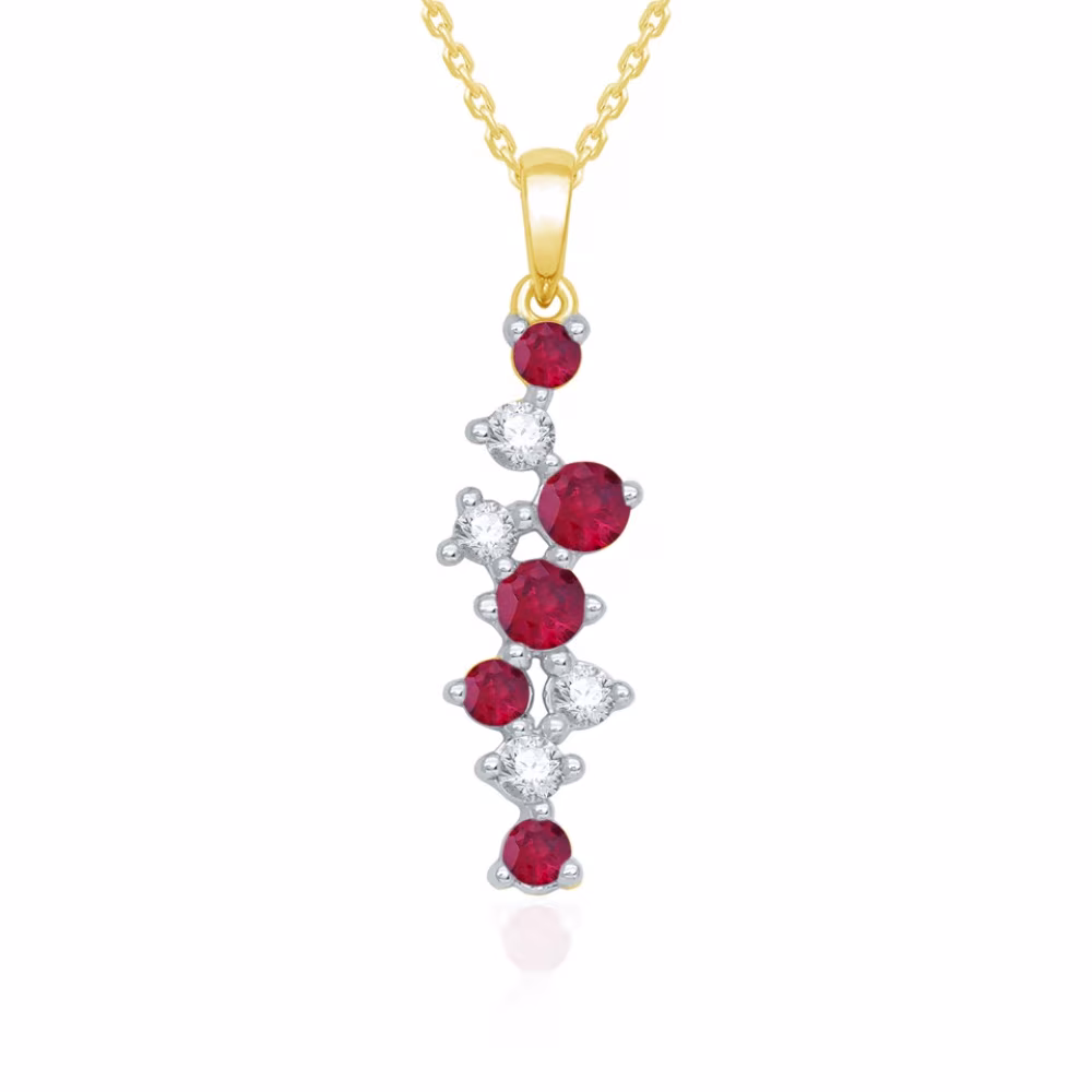 Collier pendentif rubis et diamants, Olivia or jaune