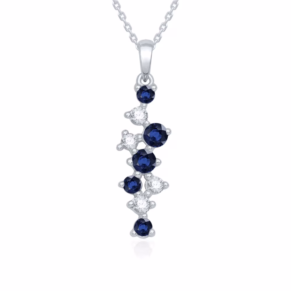 Collier pendentif saphirs et diamants, Olivia or blanc