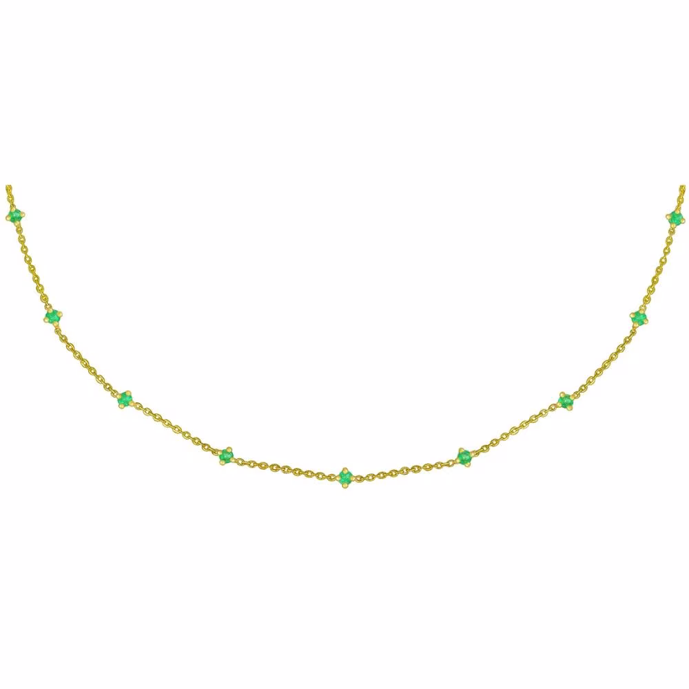 Collier Chaine Emeraude Or Jaune Pépite