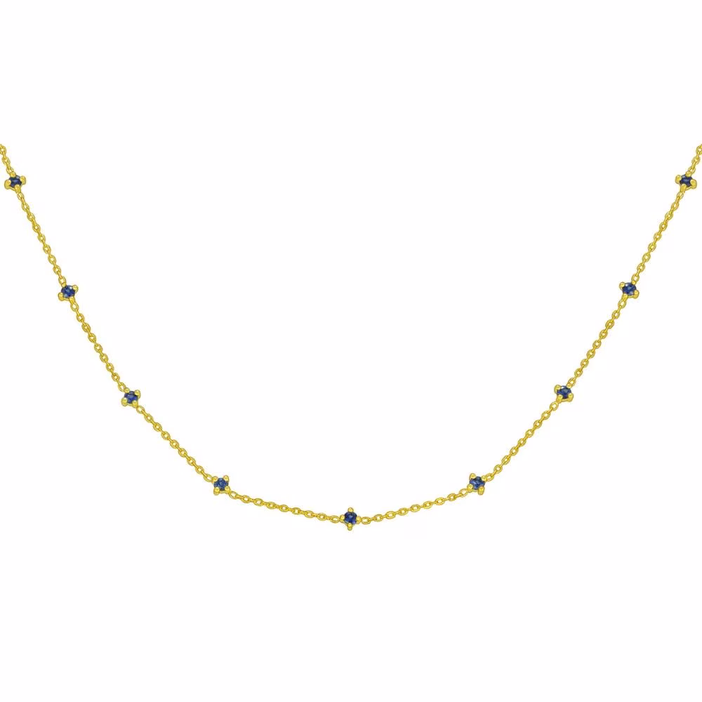 Collier Chaine or Jaune et Saphirs Pépite