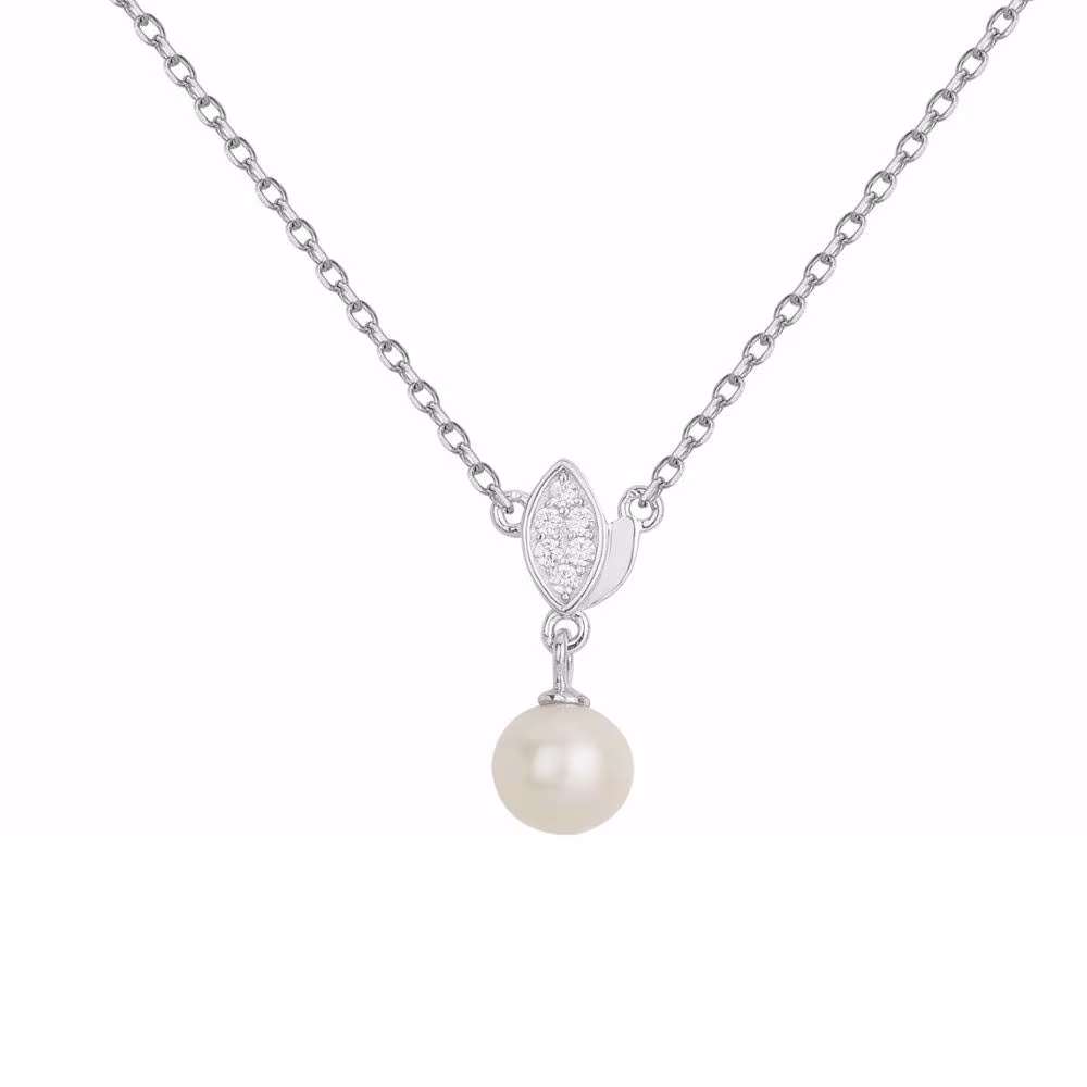 Collier Oxydes et Perle Blanche en Argent