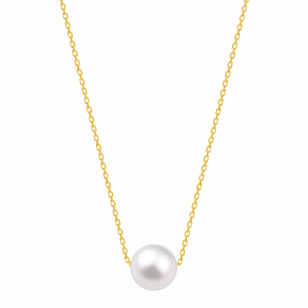 Collier perle blanche coulissante or jaune