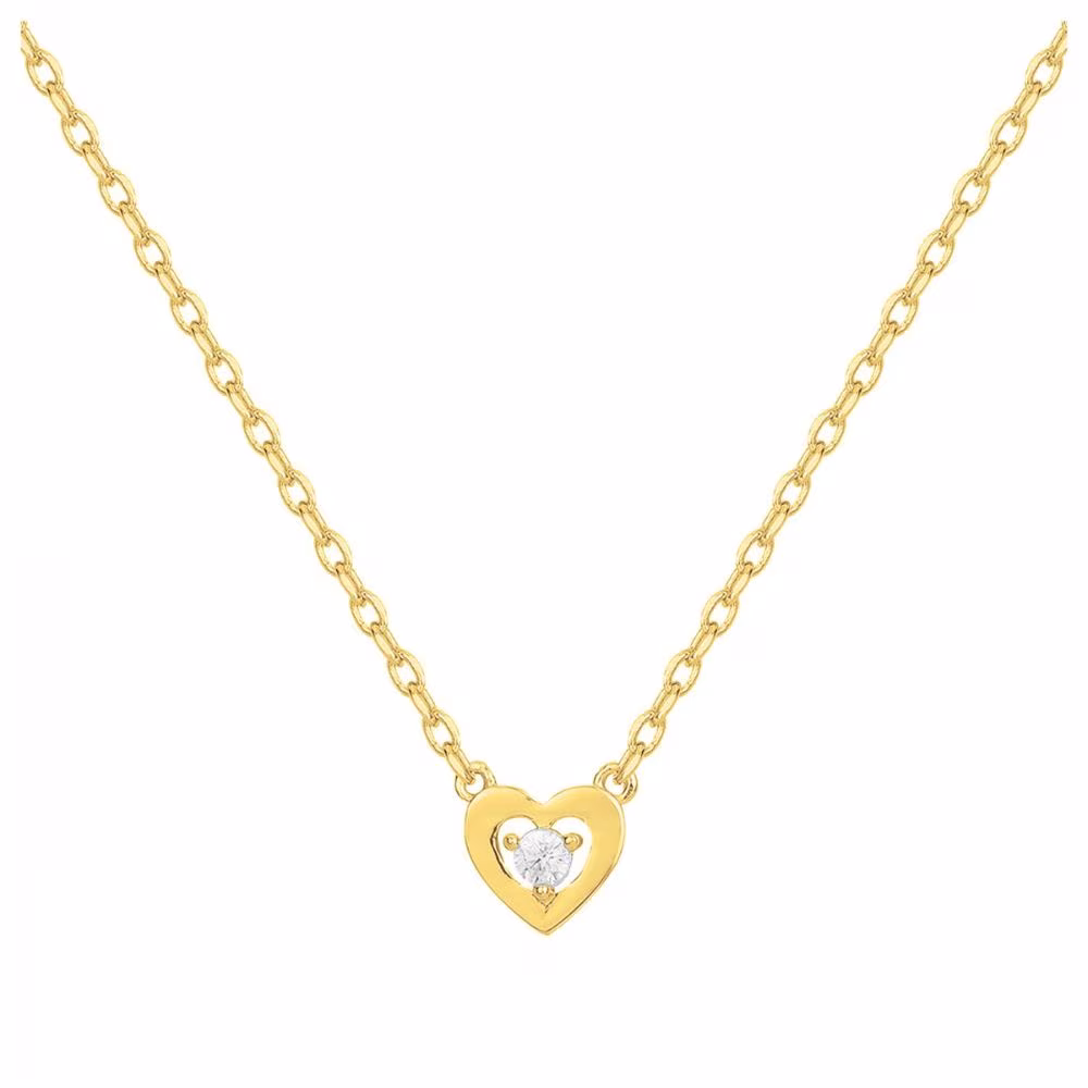 Collier coeur en plaqué or jaune et oxyde central