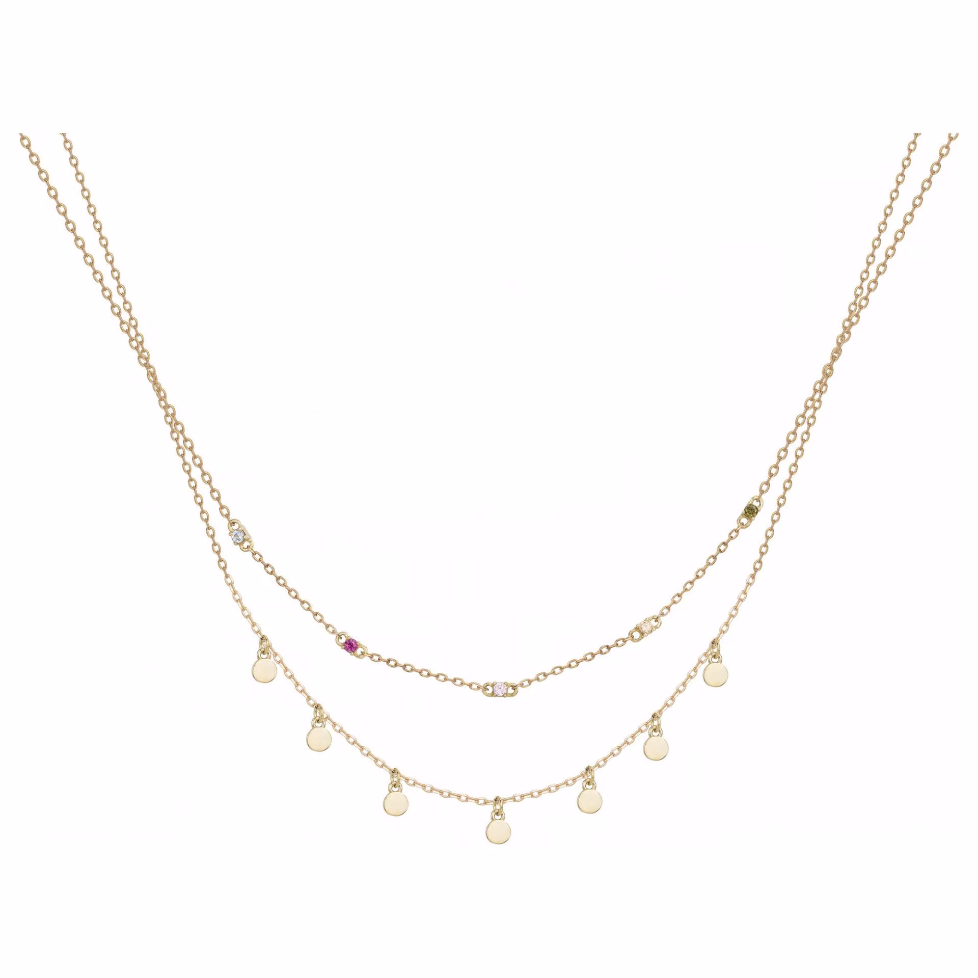 Collier Pampilles et Oxydes Colorés Plaqué Or