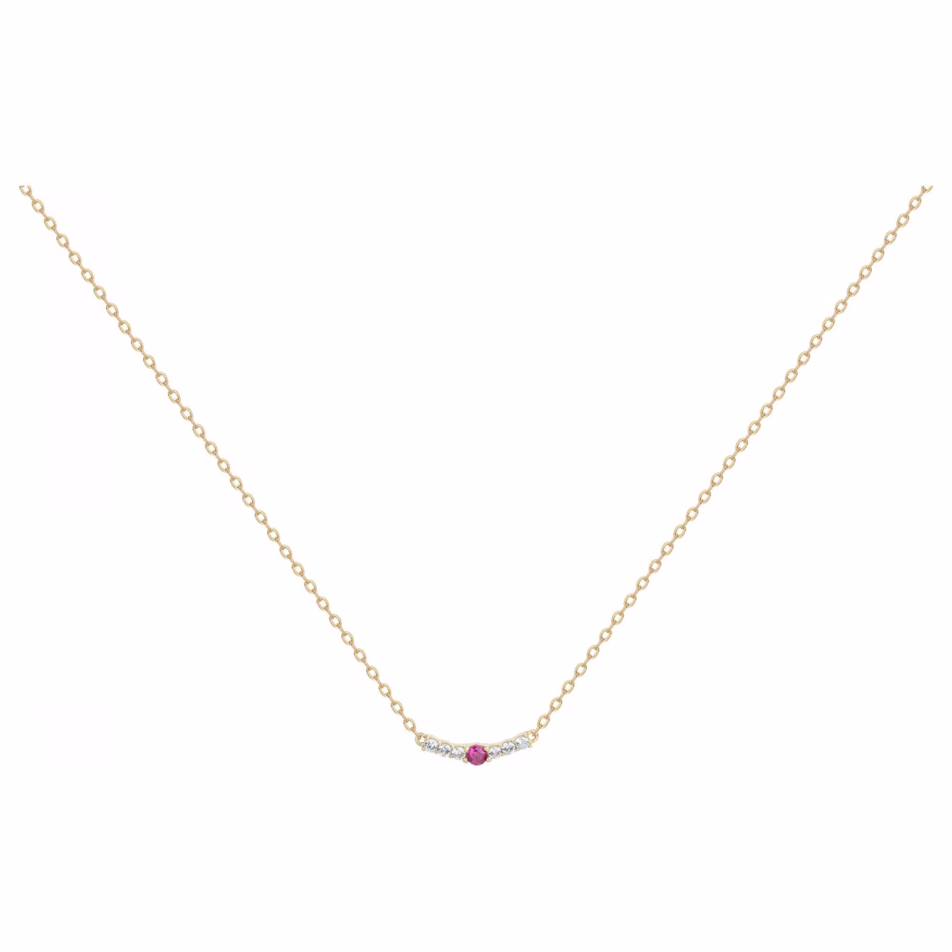 Collier barrette en oxydes blanc et rouge, plaqué or – Image 2