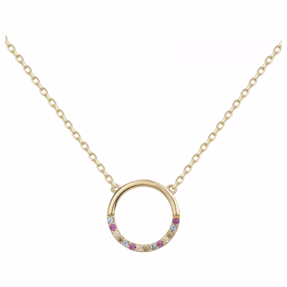 Collier cercle ajouré oxydes colorés plaqué or jaune