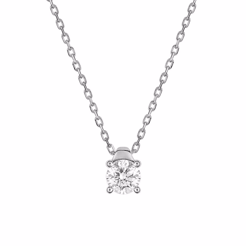 Collier diamant 4 griffes 0.20ct, Inès en or blanc