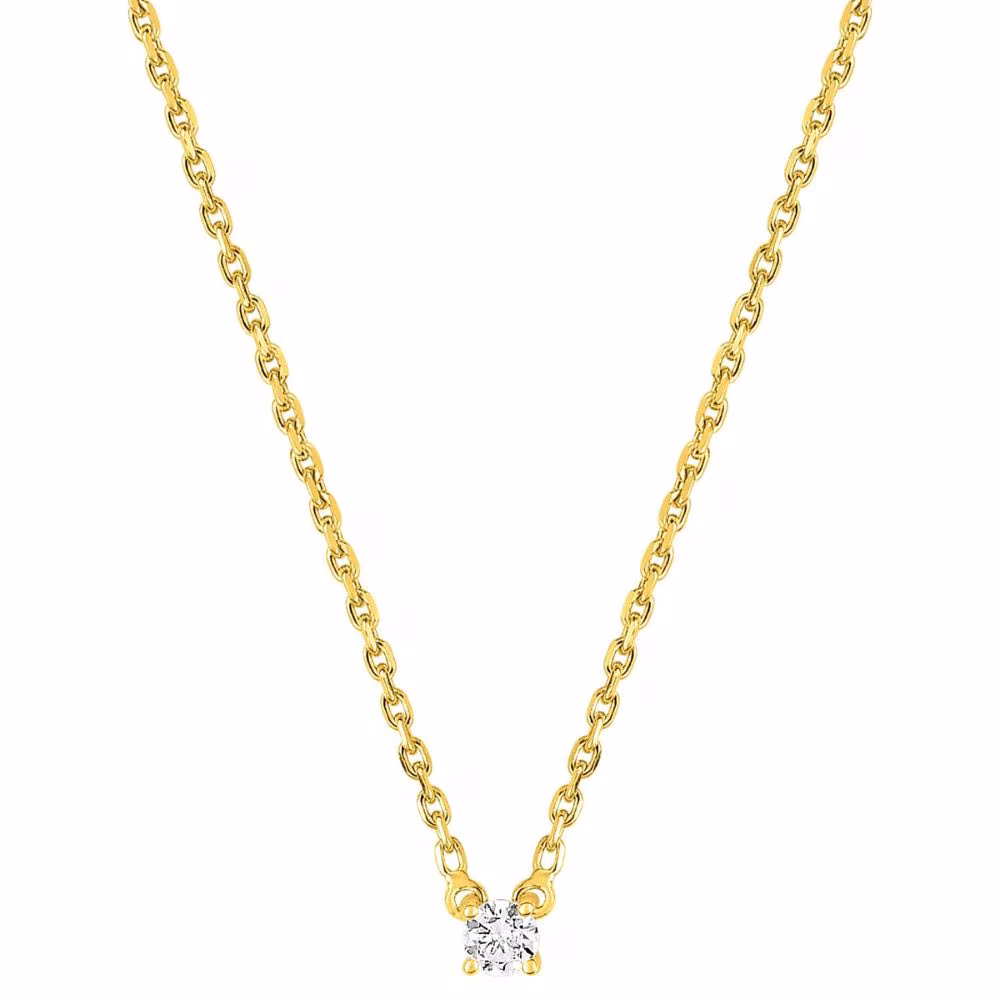 Collier diamant dolitaire 0.10ct Julia or jaune