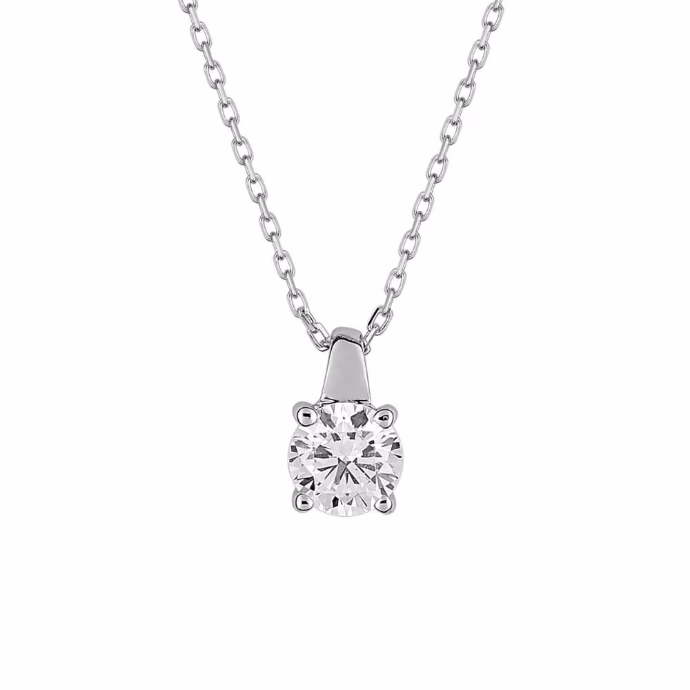 Collier Solitaire Oxyde Or Blanc 375 – Image 3