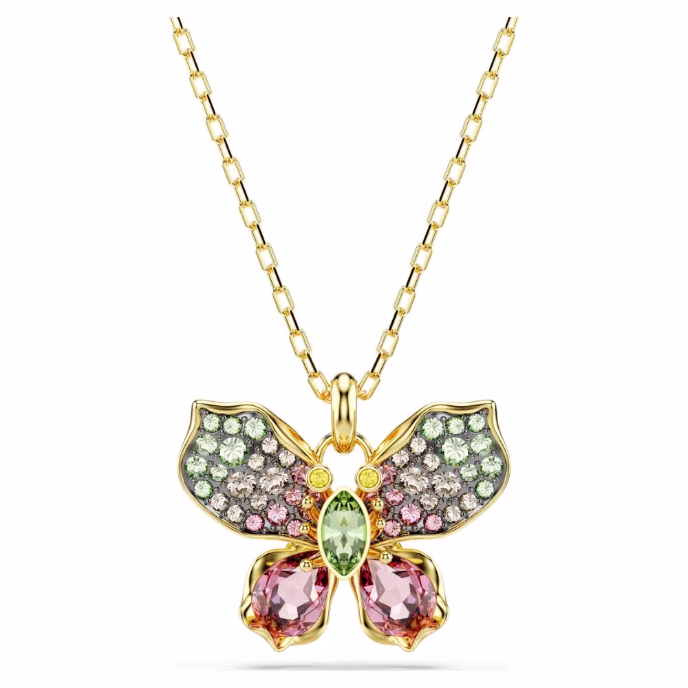 Pendentif Swarovski Idyllia, papillon, doré, multicolore
