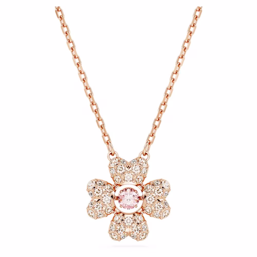 Collier Trèfle Swarovski Idyllia, rose, blanc