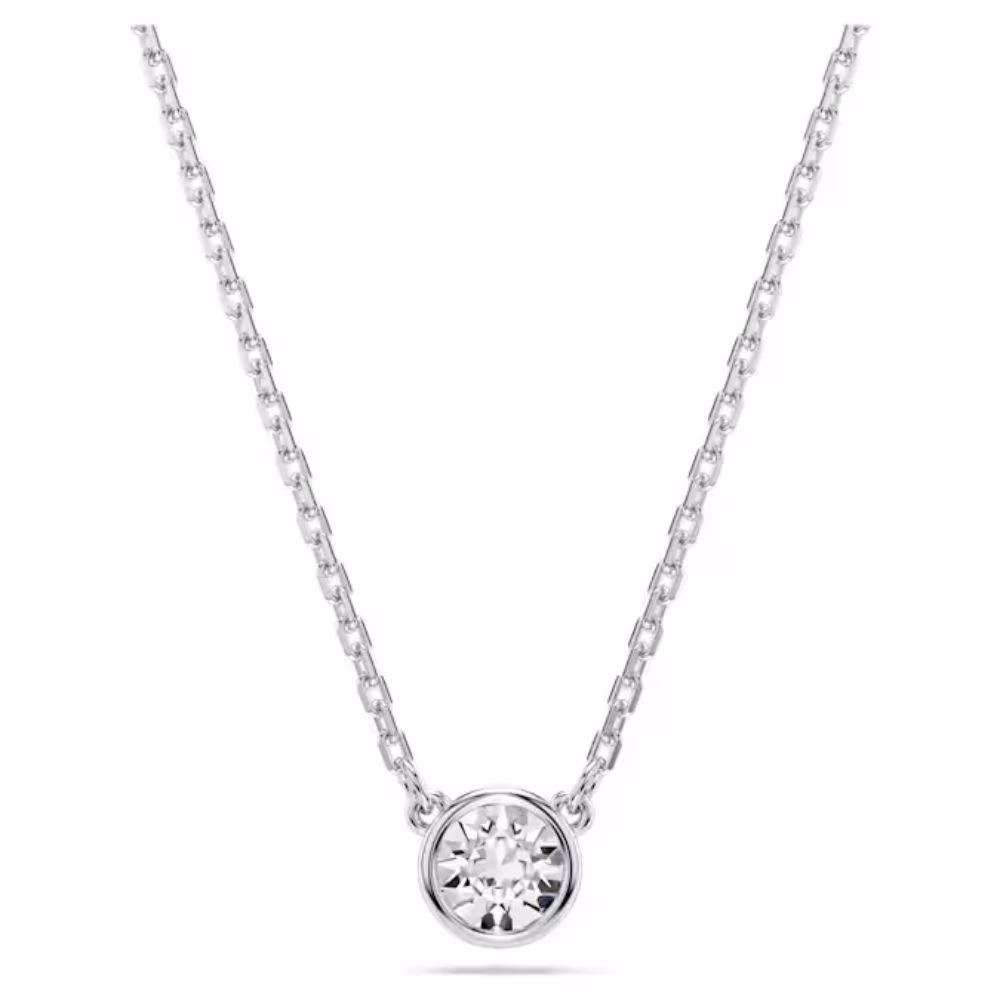 Collier Solitaire Swarovski Imber, rhodié, blanc