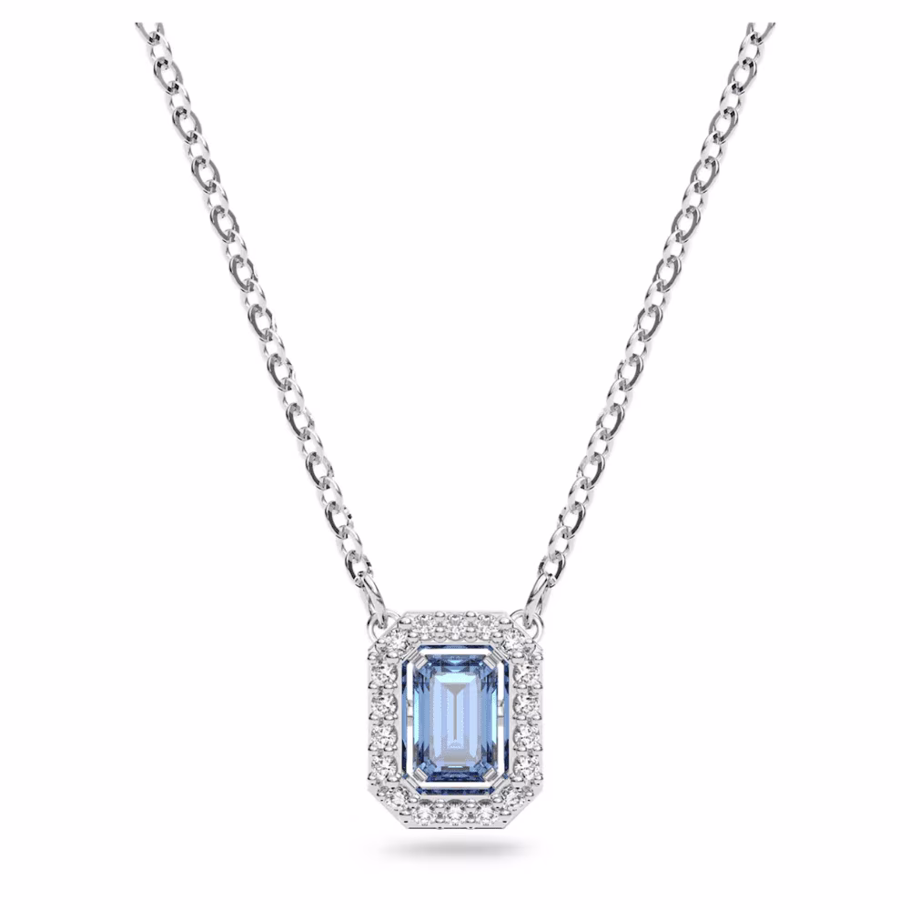 Collier Swarovski Una Blanc, bleu, métal blanc