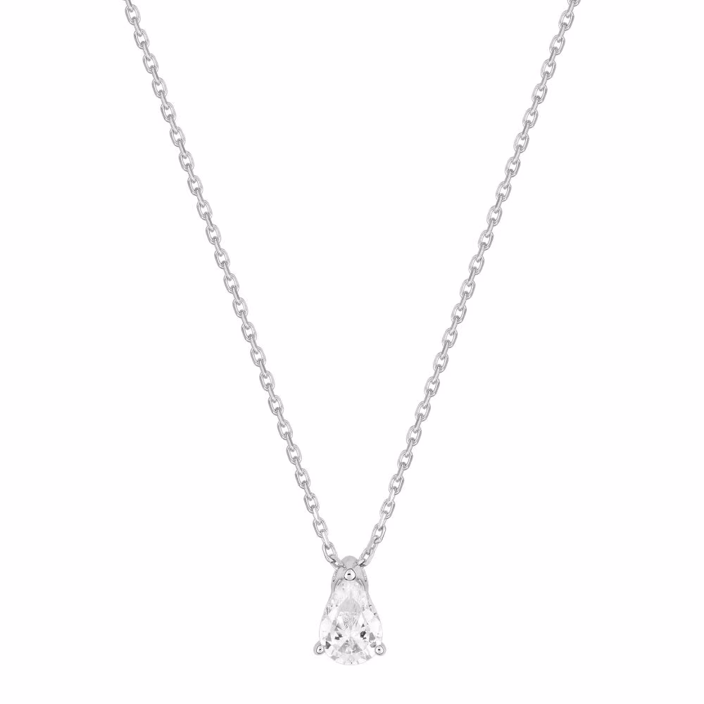 Collier Diamant Synthétique Taille Poire 0.70ct Or Blanc