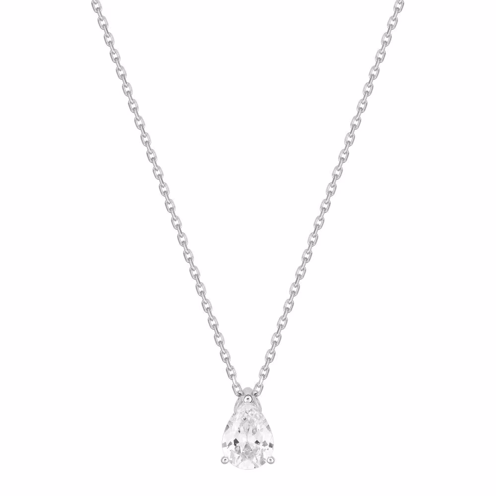 Collier Diamant Synthétique Taille Poire 1 Carat Or Blanc – Image 2