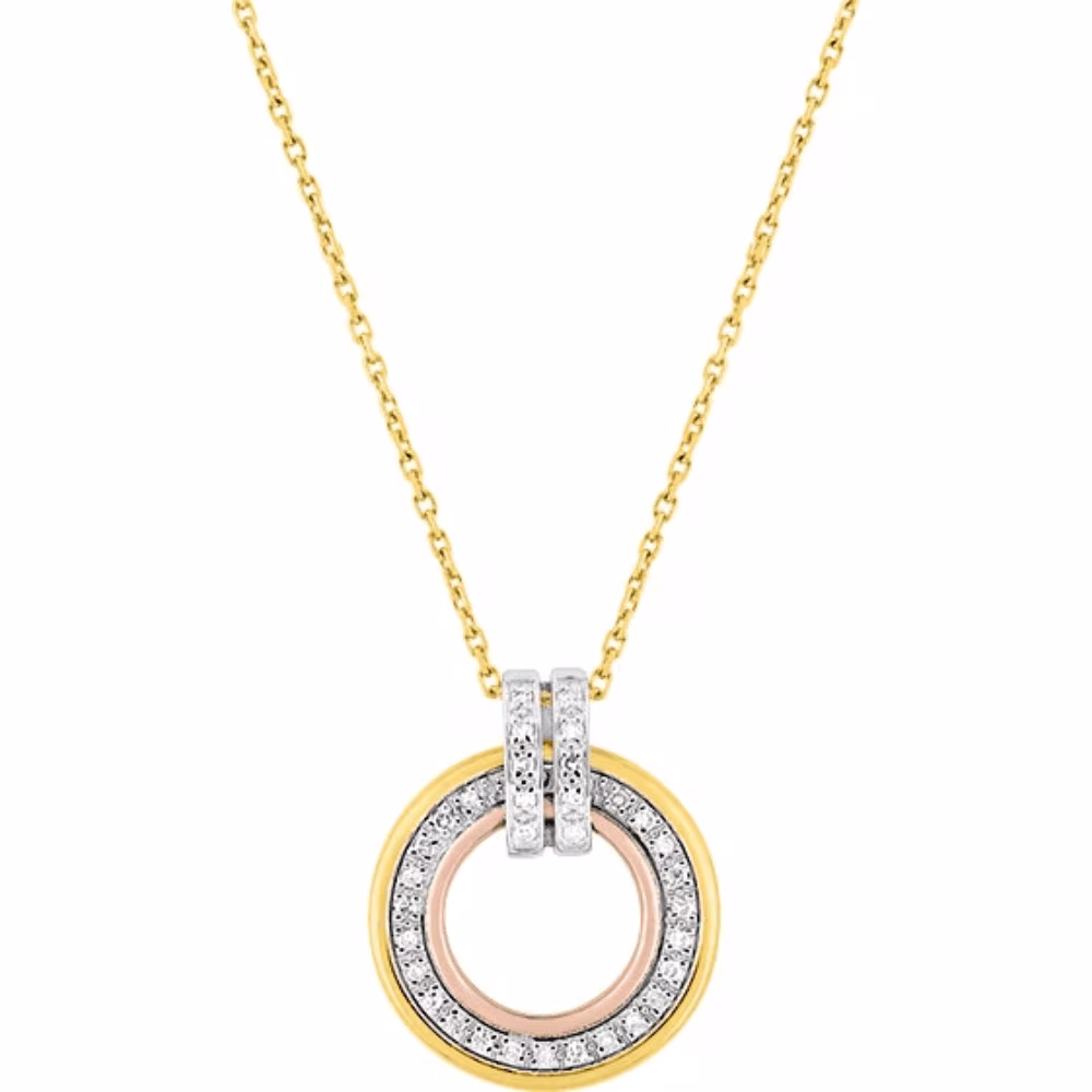 Collier Cercles Tricolores et Diamants
